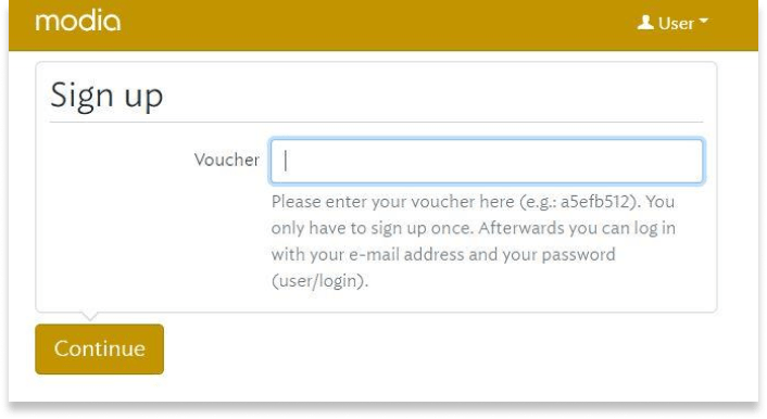 screenshot of a voucher sign up form
