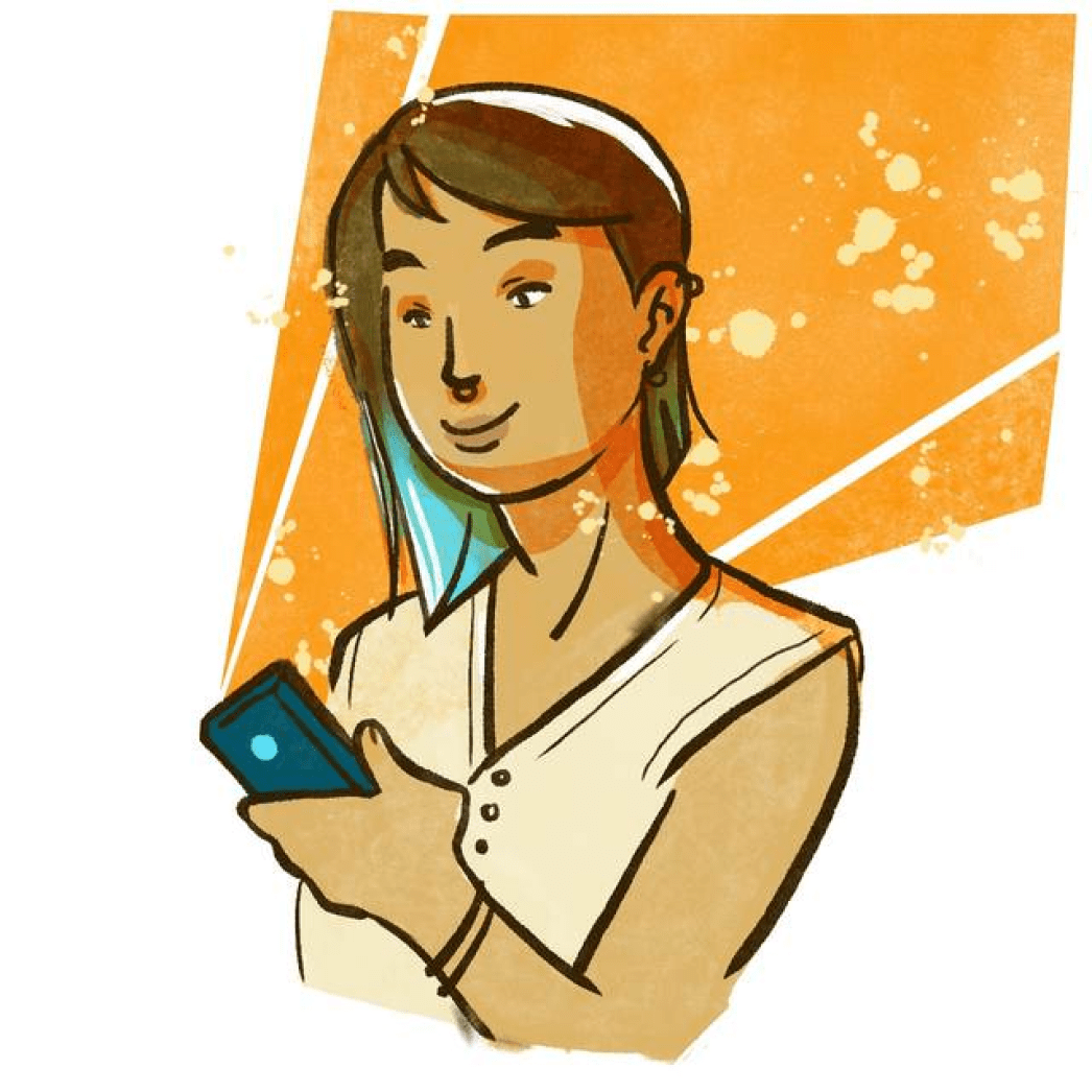 Illustration of woman looking at her phone